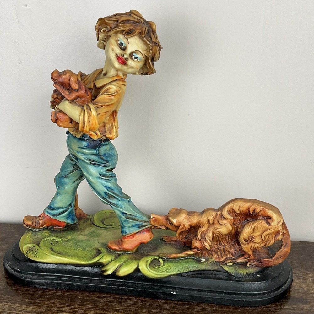 Vintage Giuseppe Armani Boy with Dog porcelain figurine Capodimonte